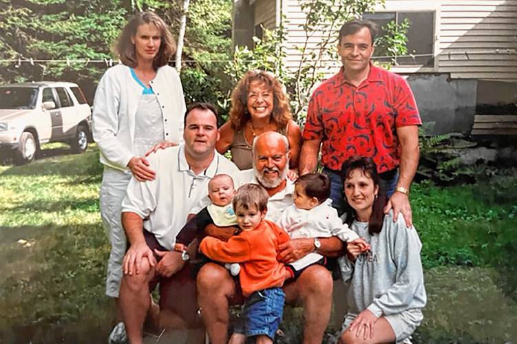 Janet Sullivan with her husband, John, and their family at the family home in Grafton in 2001. (Family photograph)