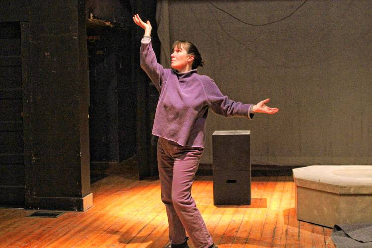 Rebecca Bailey rehearses a scene from the Parish Players production of 