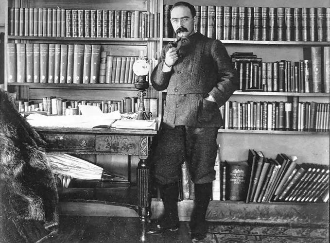 The late writer Rudyard Kipling, as pictured in the library of his Dummerston, Vt., home. (Courtesy Landmark Trust USA)