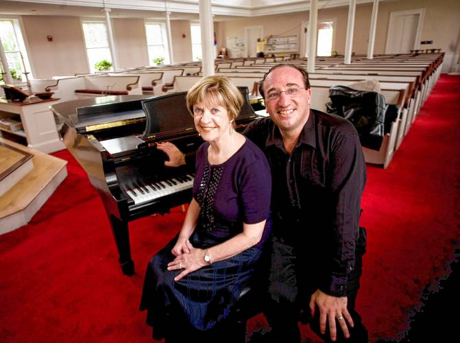 Marcia Colligan and Daniel Weiser before the start of a Classicopia concert on May 21, 2011. (Valley News - Jenna Schoenefeld)