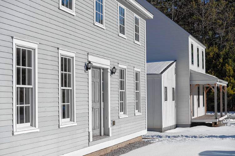 Model houses are seen at Huntington Homes in East Montpelier, Vt., on Monday, January 27, 2025. (VtDigger - Glenn Russell)