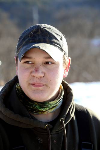 Cole Anderson, 17, of Windsor, Vt., organized a fishing derby on Lake Runnemede in Windsor, Vt., on Jan. 20, 2025, as part of his capstone project at Windsor High School. (Valley News - Geoff Hansen)